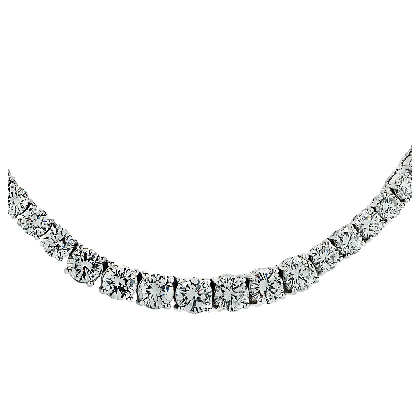 Contemporary Platinum Diamond Riviera Necklace front