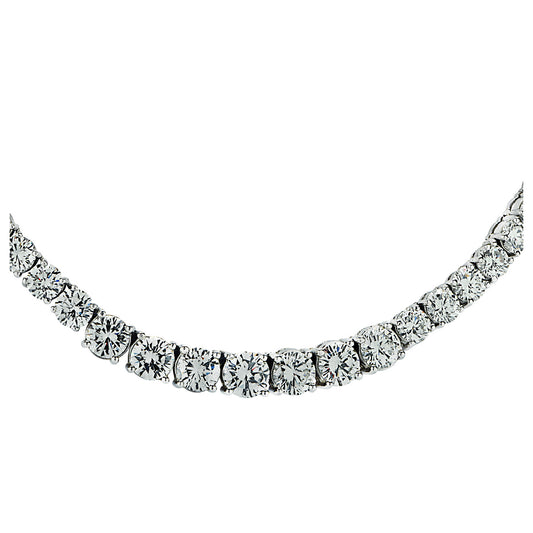 Contemporary Platinum Diamond Riviera Necklace front