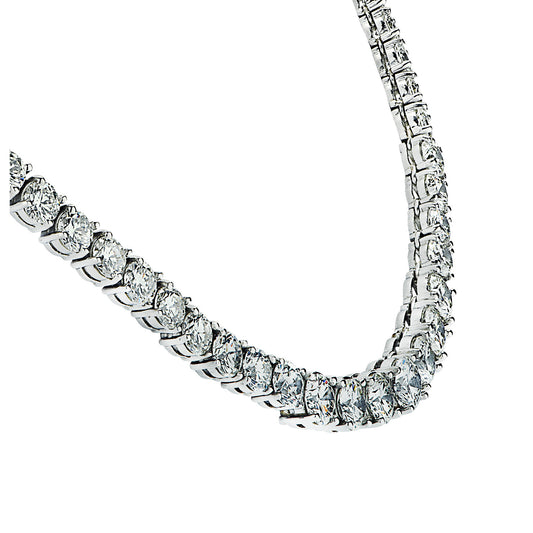 Contemporary Platinum Diamond Riviera Necklace side