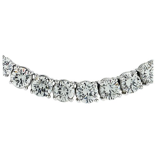 Contemporary Platinum Diamond Riviera Necklace front