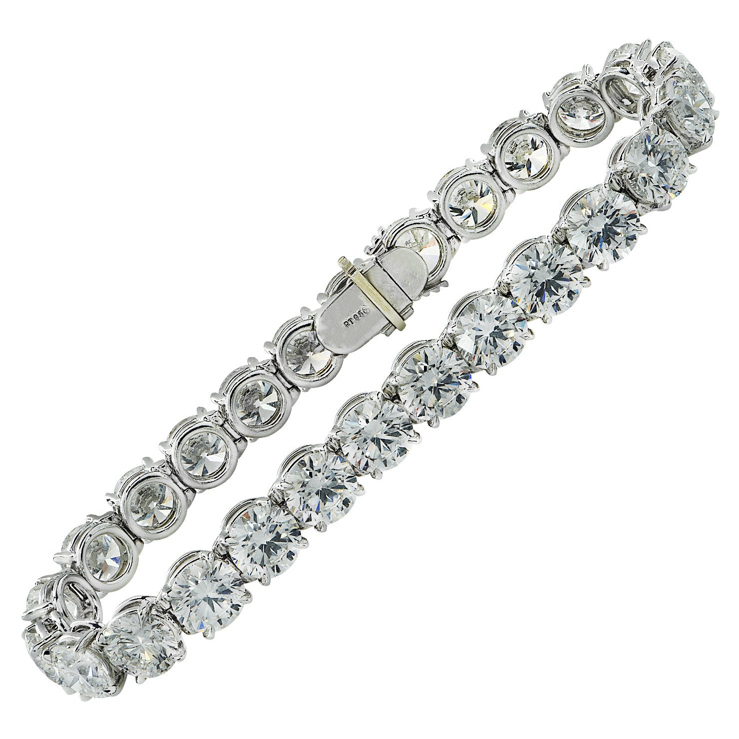 Contemporary Platinum Diamond Bracelet front