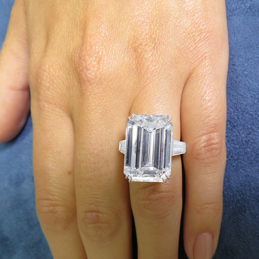 Contemporary Platinum Diamond Ring on finger