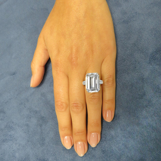 Contemporary Platinum Diamond Ring on finger