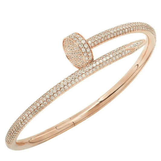 Cartier 1980s 18KT Rose Gold Diamond Juste Un Clou Bracelet front