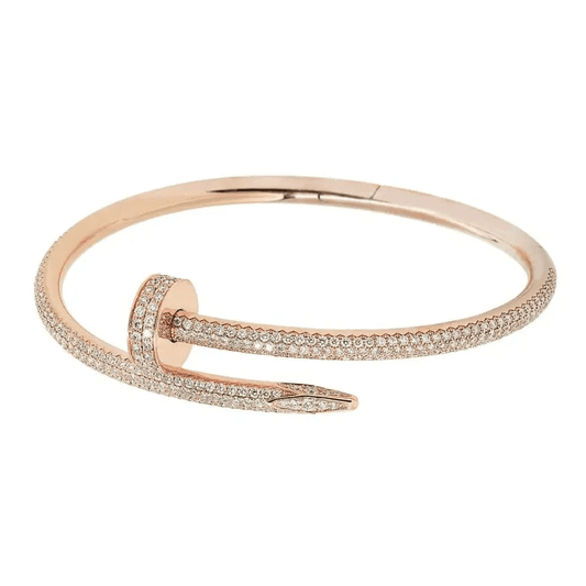 Cartier 1980s 18KT Rose Gold Diamond Juste Un Clou Bracelet front