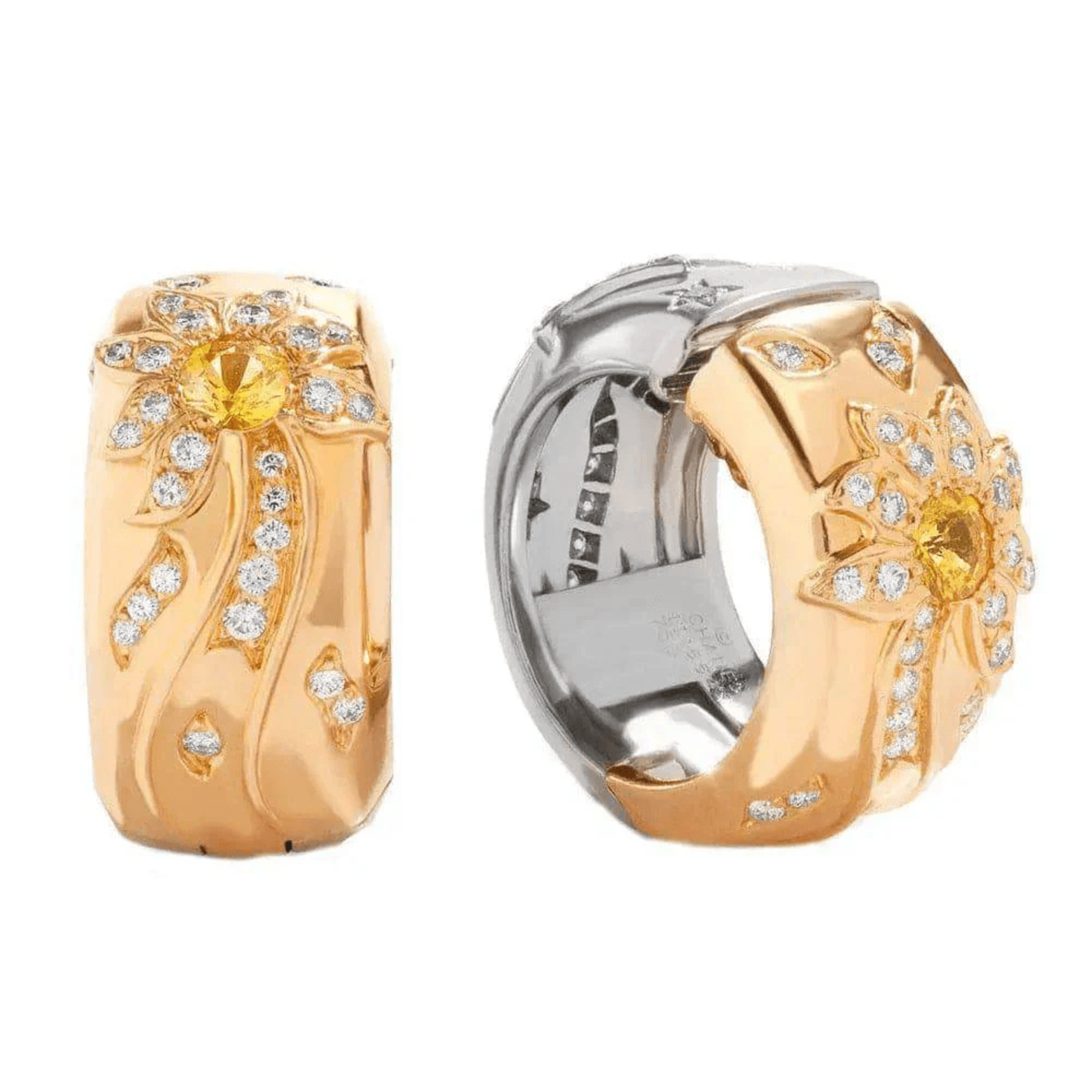 Chanel France Post-1980s 18KT White & Yellow Gold Sapphire & Diamond Earrings front
