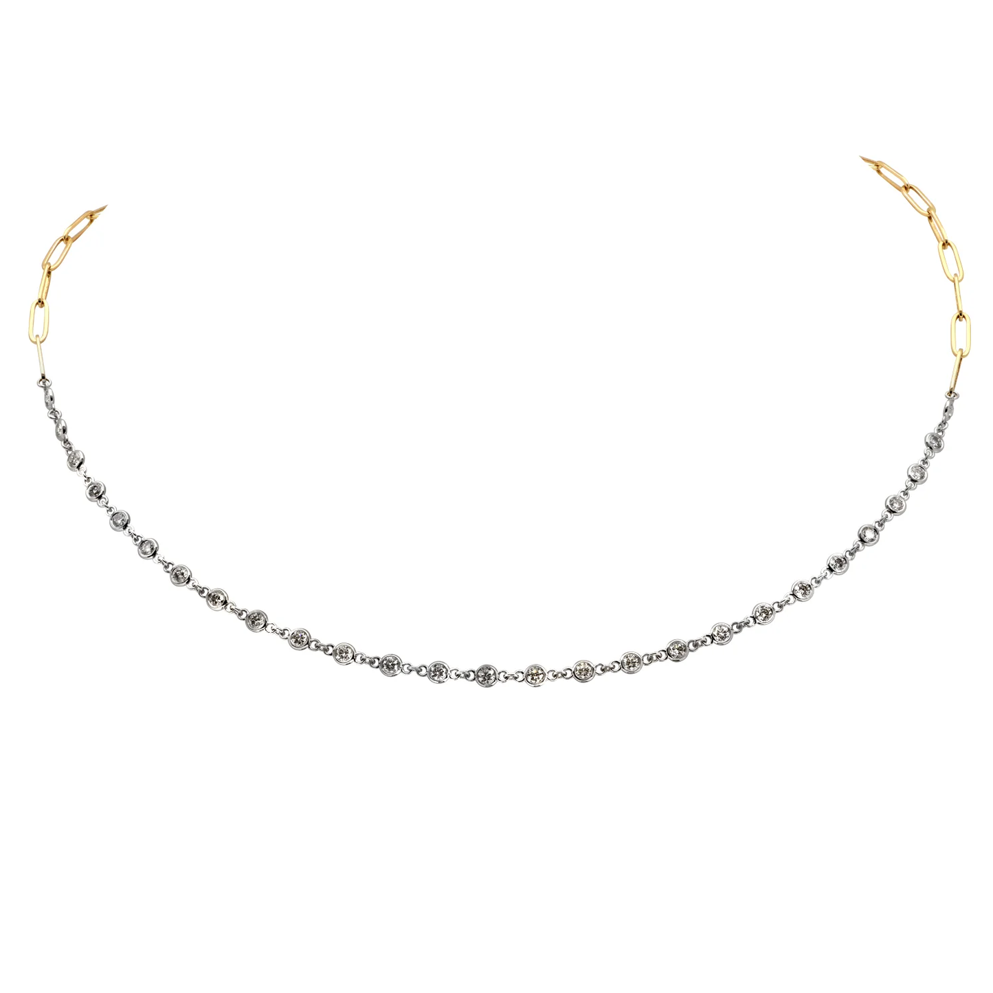 Post-1980s 14KT White & Yellow Gold Diamond Necklace front