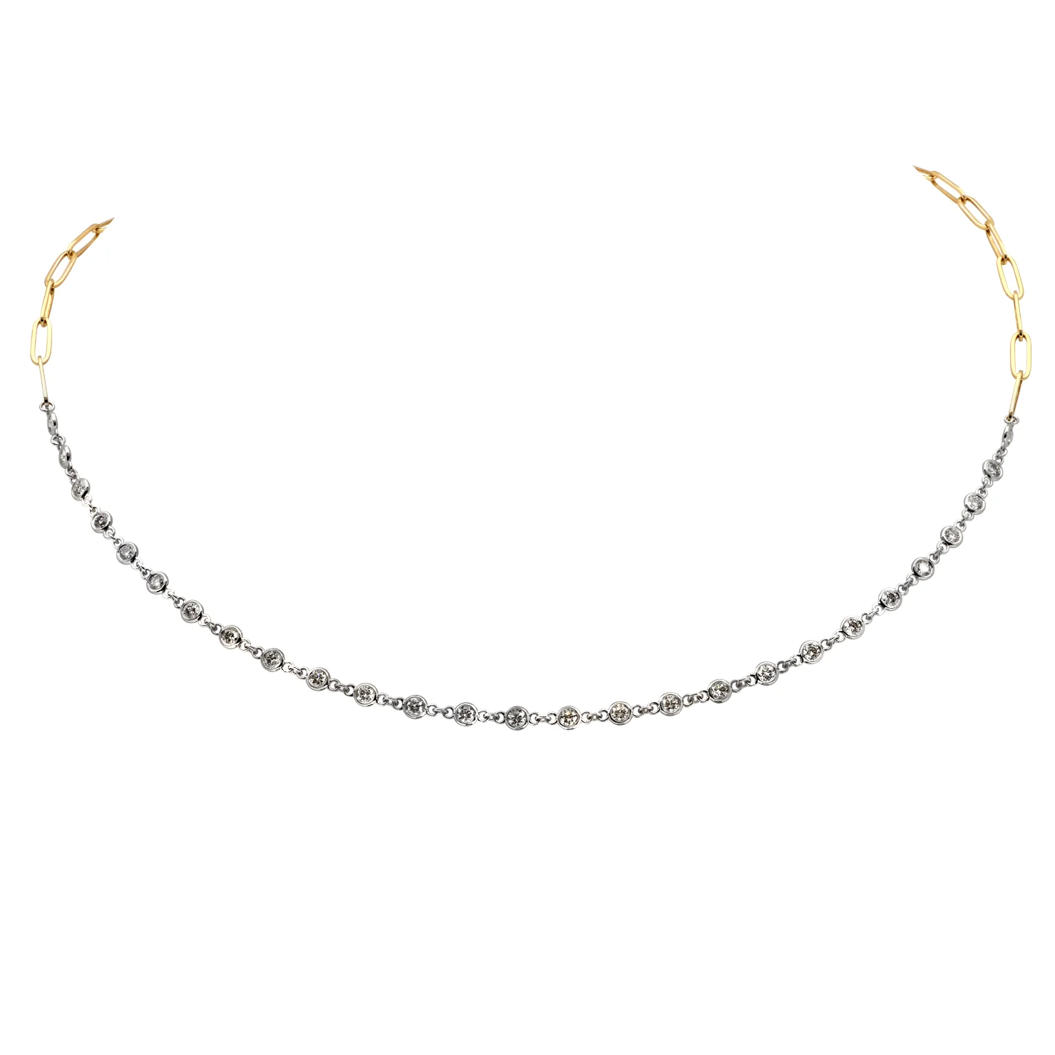 Post-1980s 14KT White & Yellow Gold Diamond Necklace front