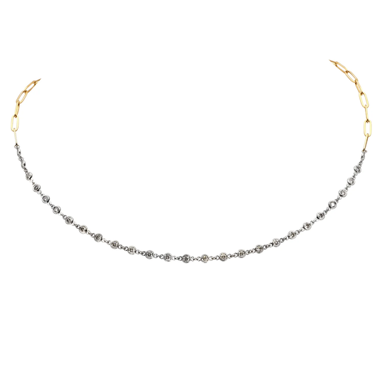 Post-1980s 14KT White & Yellow Gold Diamond Necklace front