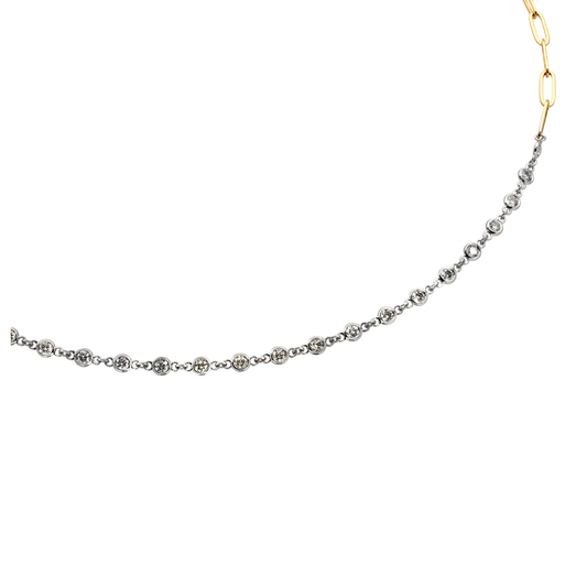 Post-1980s 14KT White & Yellow Gold Diamond Necklace close-up details