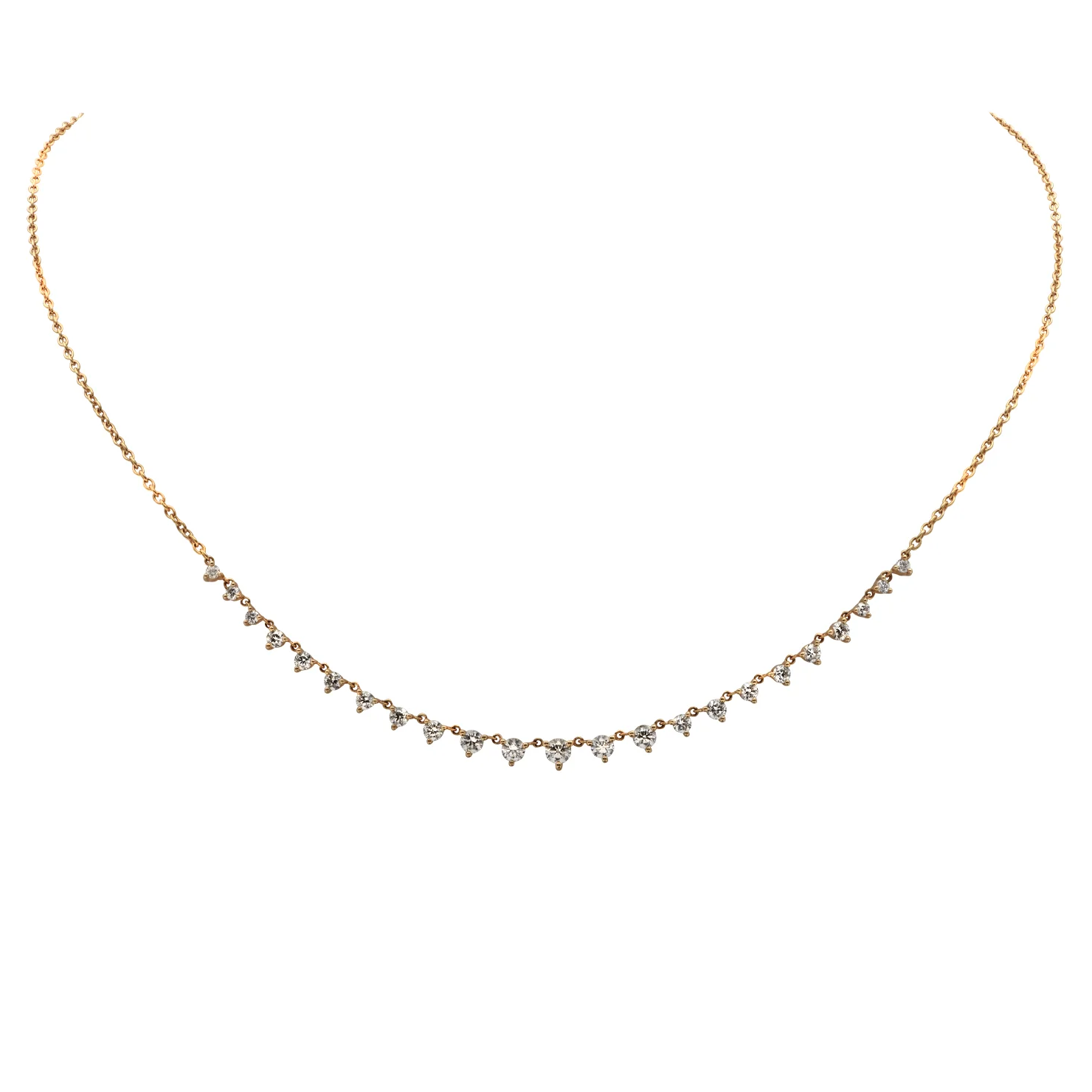 Post-1980s 18KT Yellow Gold Diamond Necklace front