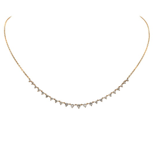 Post-1980s 18KT Yellow Gold Diamond Necklace front