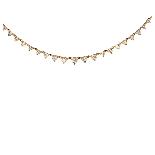 Post-1980s 18KT Yellow Gold Diamond Necklace close-up details