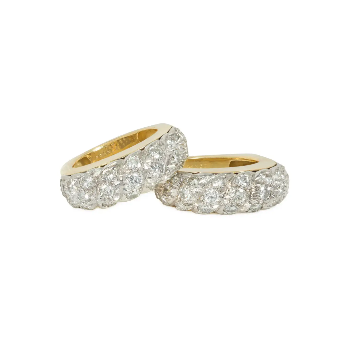 Neiman Marcus French 1960s Platinum & 18KT Yellow Gold Diamond Rings front