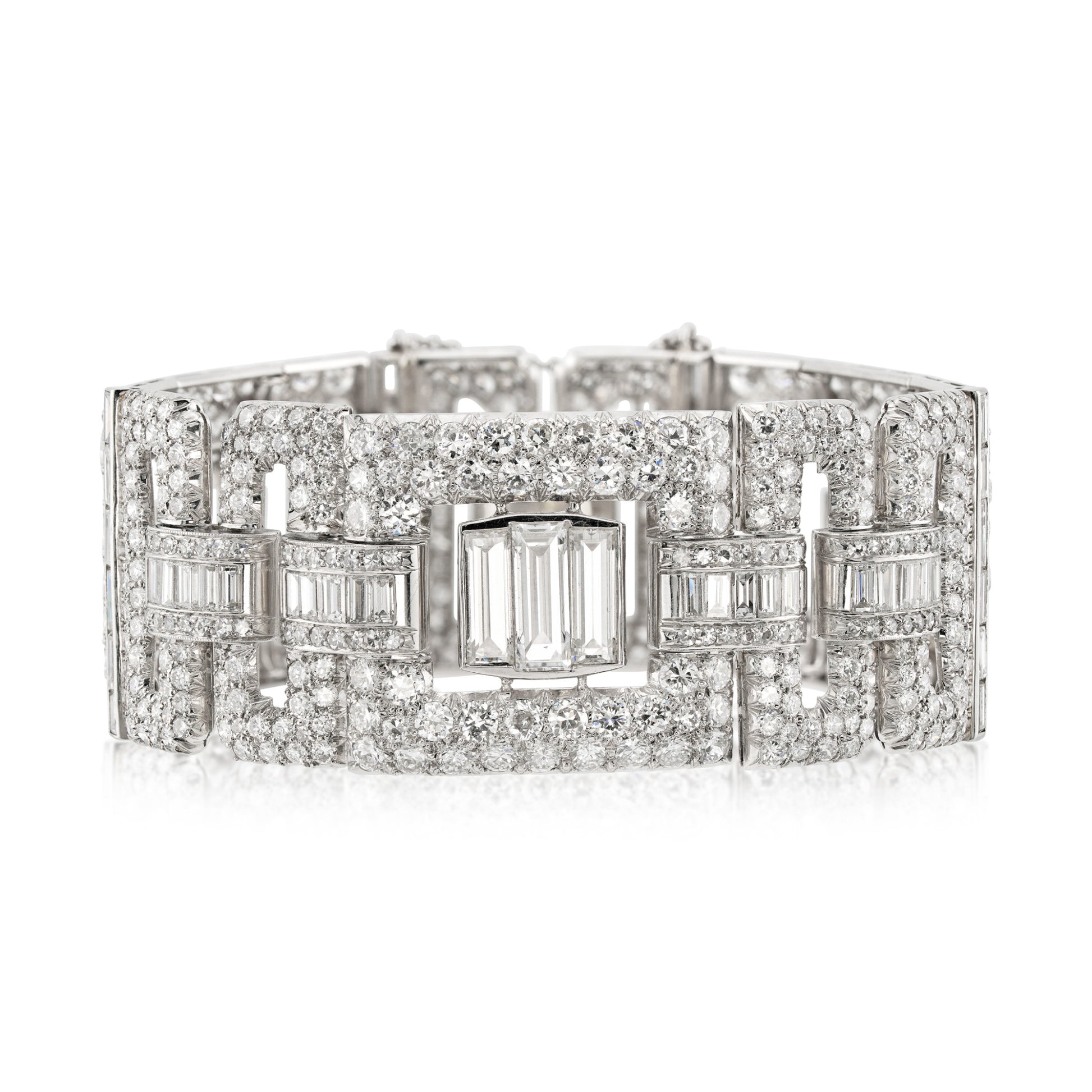 Art Deco Platinum Diamond Bracelet front
