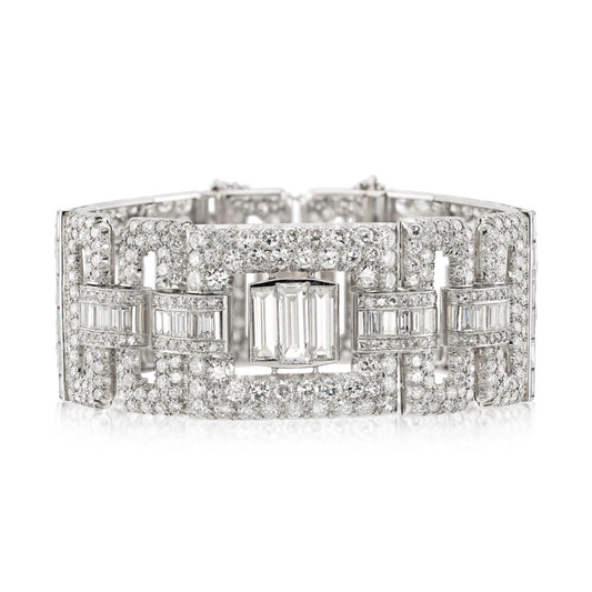 Art Deco Platinum Diamond Bracelet front