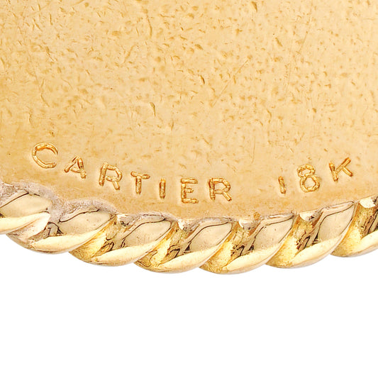 Cartier NY 1950s 18KT Yellow Gold Coral, Chrysoprase, Emerald & Ruby Duck Pendant signature