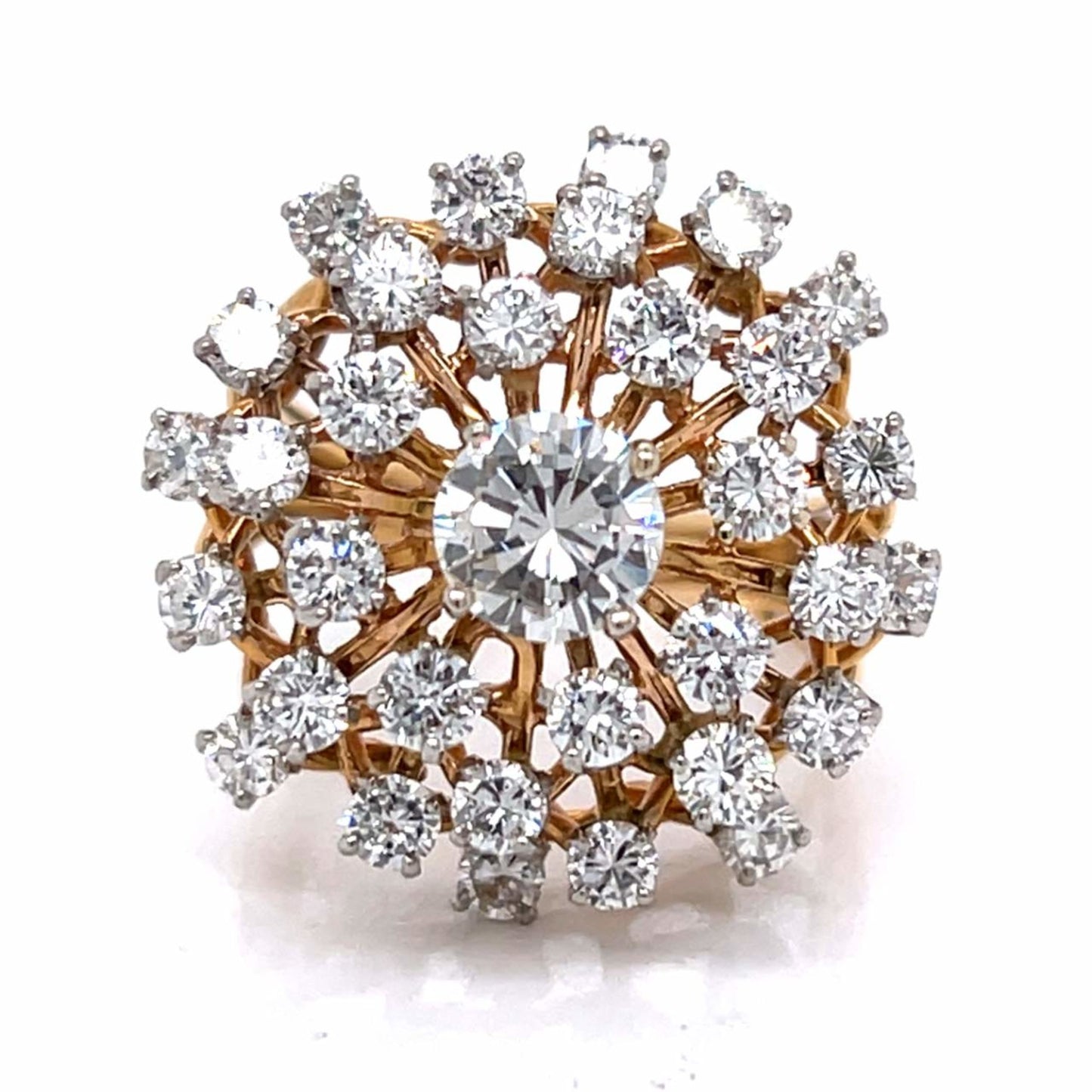 1960s 14KT Yellow Gold Diamond Ring front