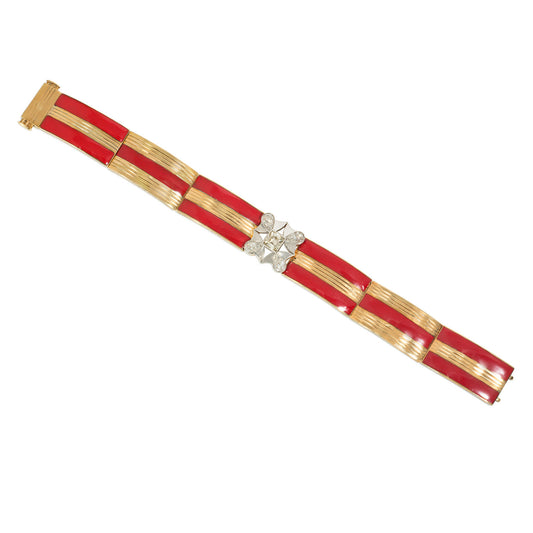 A.E. Kochert Vienna Edwardian Platinum & 18KT Yellow Gold Diamond & Enamel Bracelet front