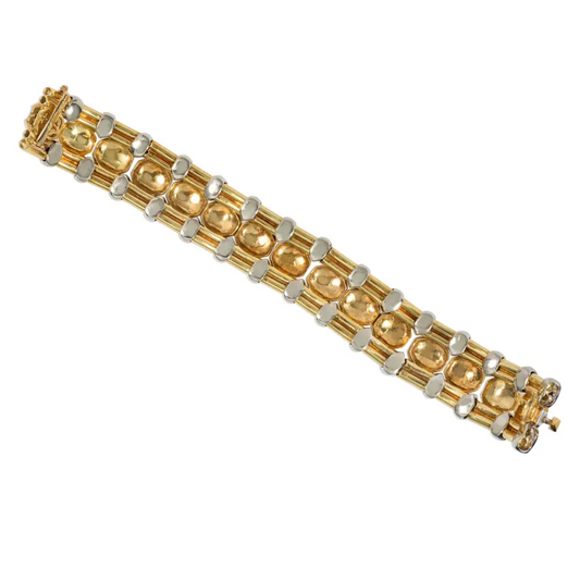 Italian 1970s 18KT Yellow Gold Diamond Bracelet back