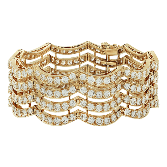 Van Cleef & Arpels 1970s 18KT Yellow Gold Diamond Bracelet front
