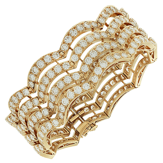Van Cleef & Arpels 1970s 18KT Yellow Gold Diamond Bracelet front
