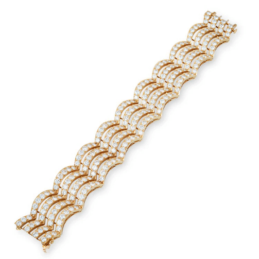 Van Cleef & Arpels 1970s 18KT Yellow Gold Diamond Bracelet front