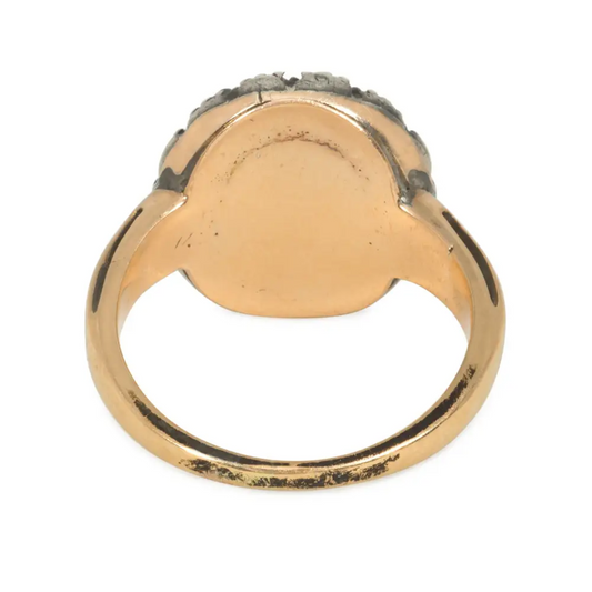 Georgian Silver & 15KT Yellow Gold Diamond Ring back