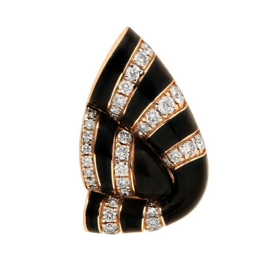 Contemporary 18KT Rose Gold Diamond & Enamel Earrings front