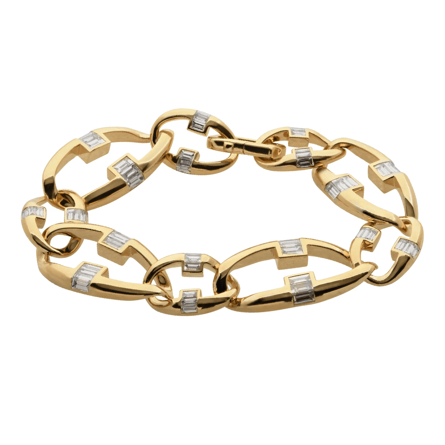 Contemporary 18KT Yellow Gold Diamond Bracelet front