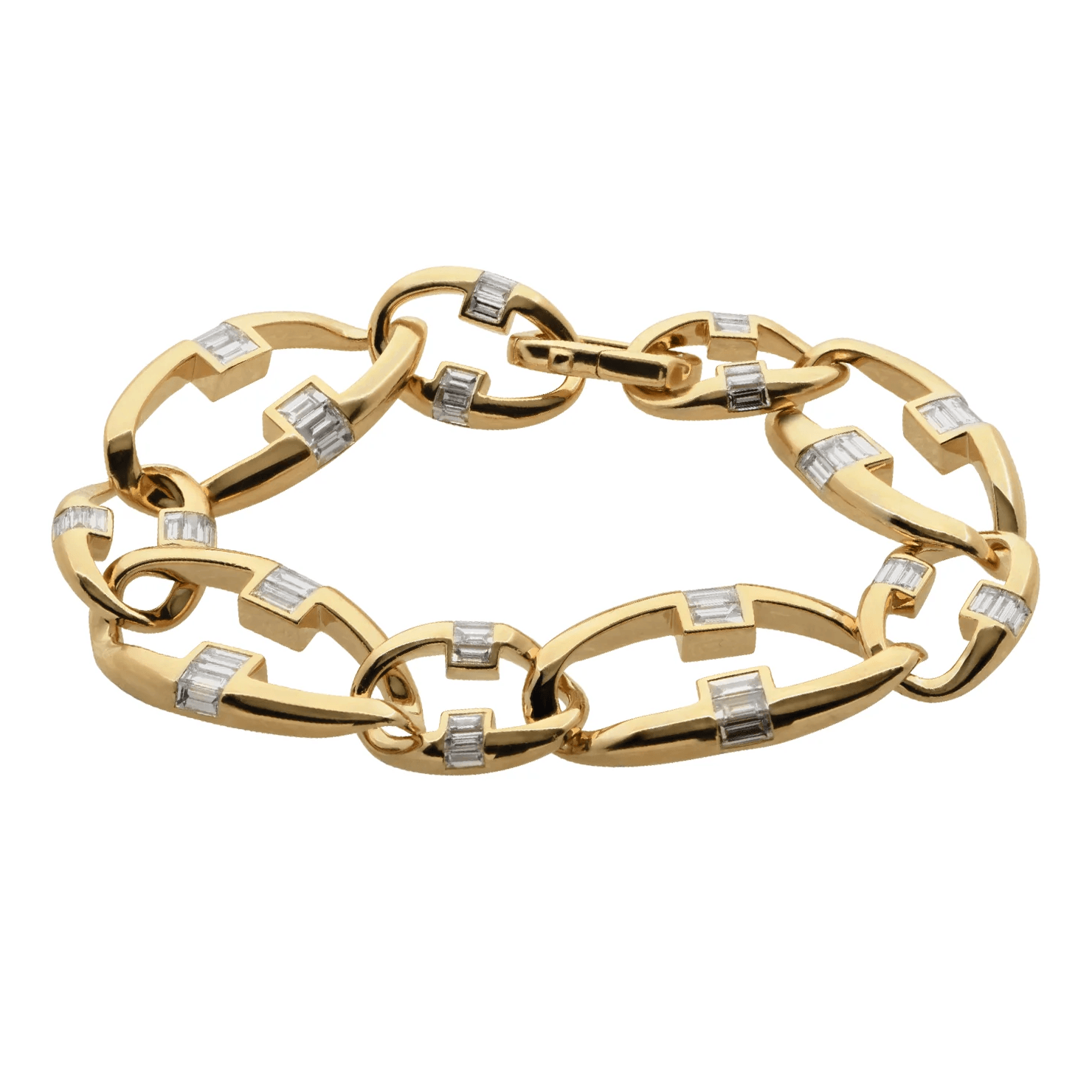 Contemporary 18KT Yellow Gold Diamond Bracelet front