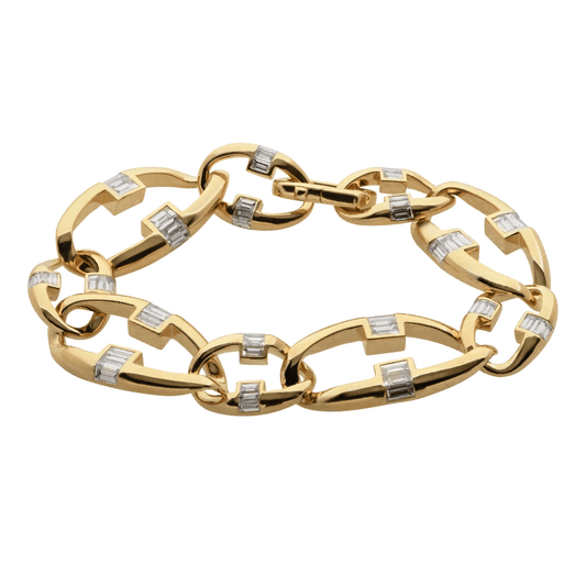 Contemporary 18KT Yellow Gold Diamond Bracelet front
