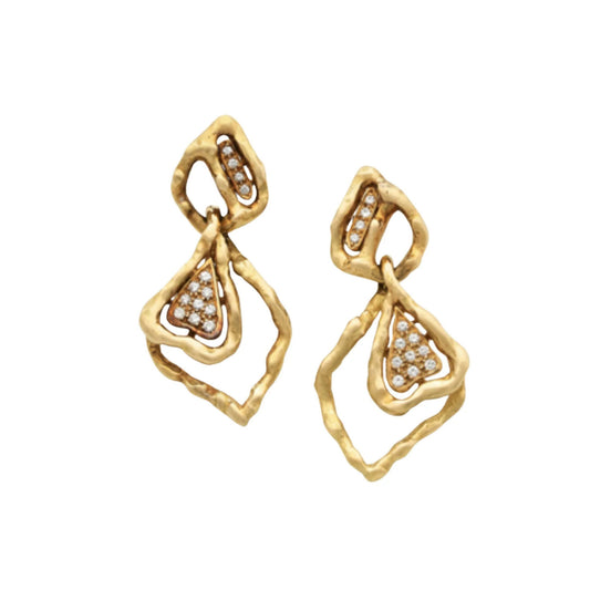Chaumet 1970s 18KT Yellow Gold Diamond Earrings front