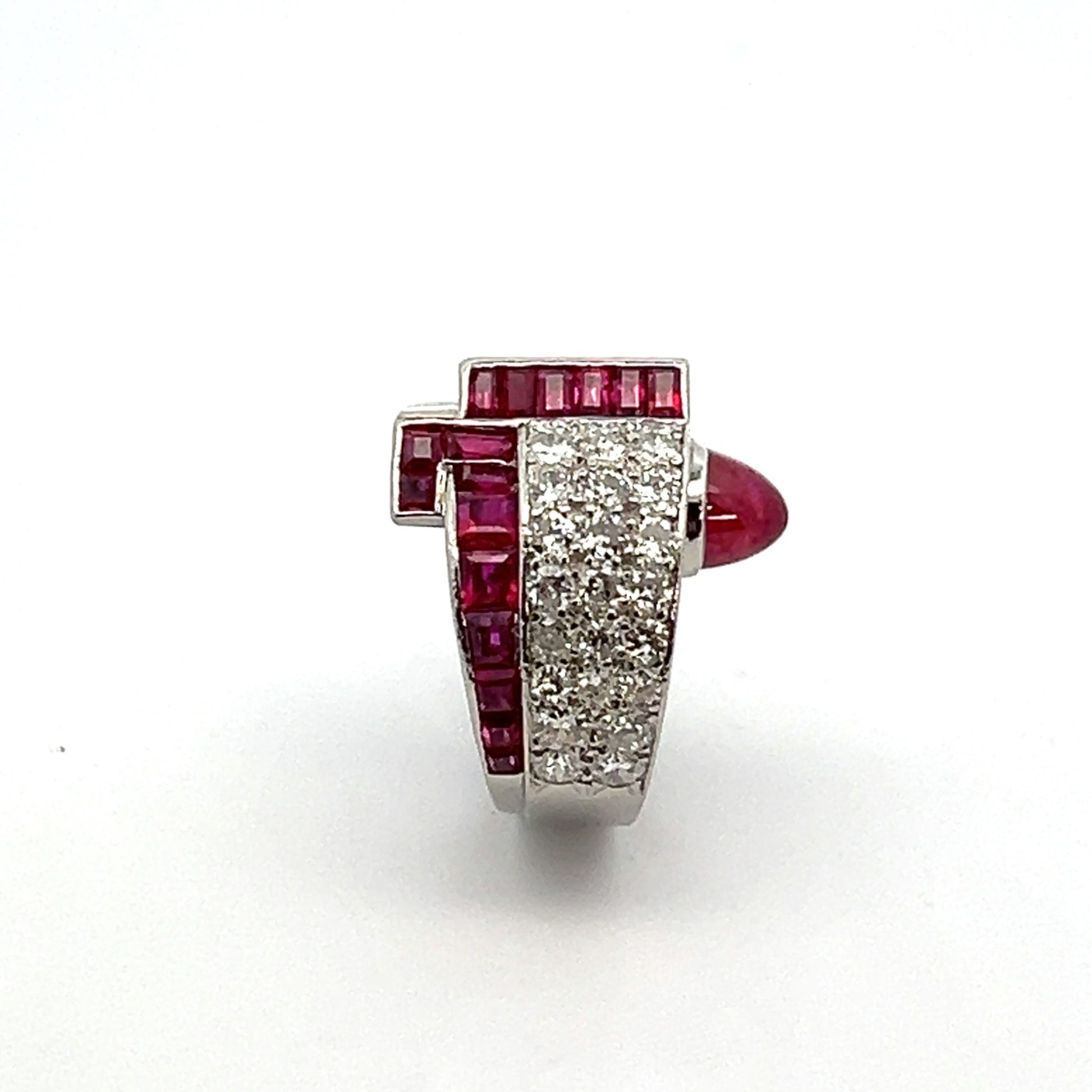 Art Deco Platinum Ruby & Diamond Ring side