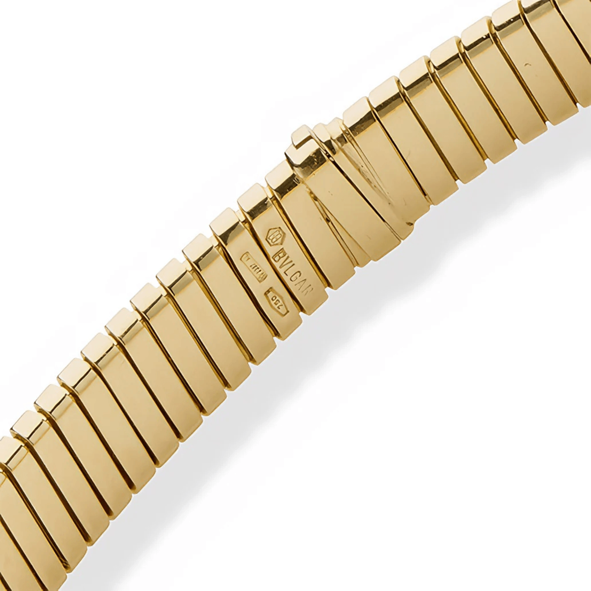 Bulgari Italy Post-1980s 18KT Yellow Gold Tubogas Bracelet signature