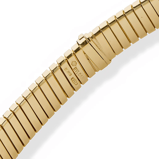Bulgari Italy Post-1980s 18KT Yellow Gold Tubogas Bracelet signature