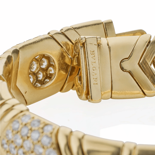 Bulgari Italy Post-1980s 18KT Yellow Gold Diamond Parentesi Bracelet signature