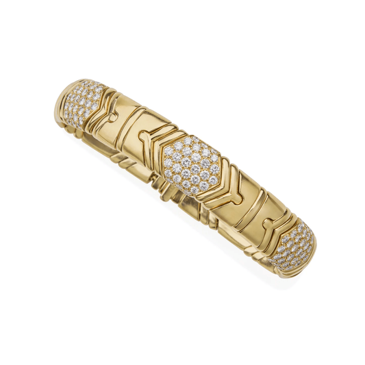 Bulgari Italy Post-1980s 18KT Yellow Gold Diamond Parentesi Bracelet front