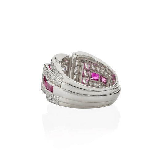 Art Moderne Platinum Ruby & Diamond Ring back