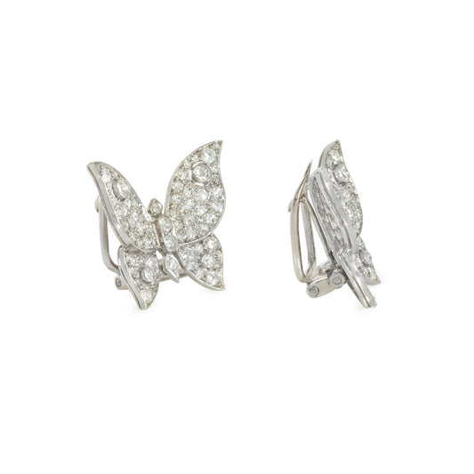French Art Deco Platinum Diamond Butterfly Brooches side