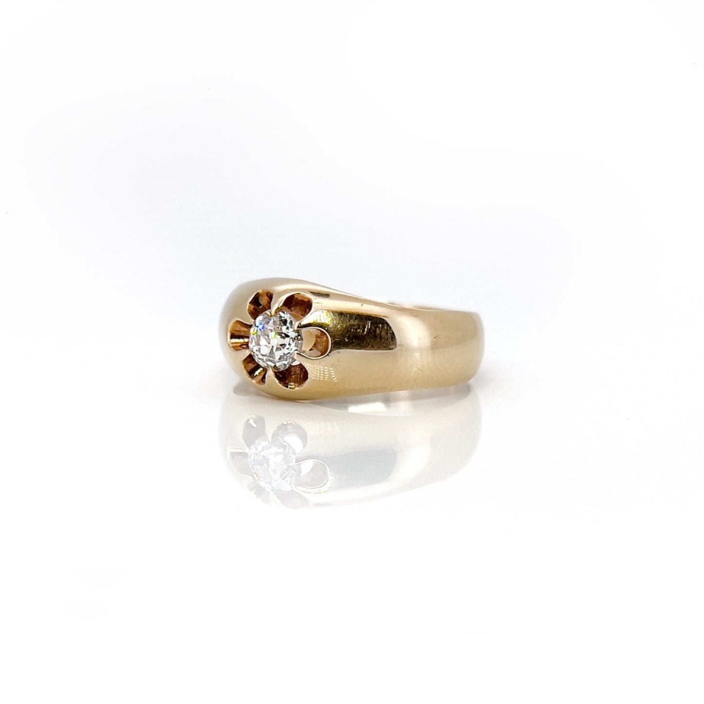 Russian Victorian 14KT Yellow Gold Diamond Ring side