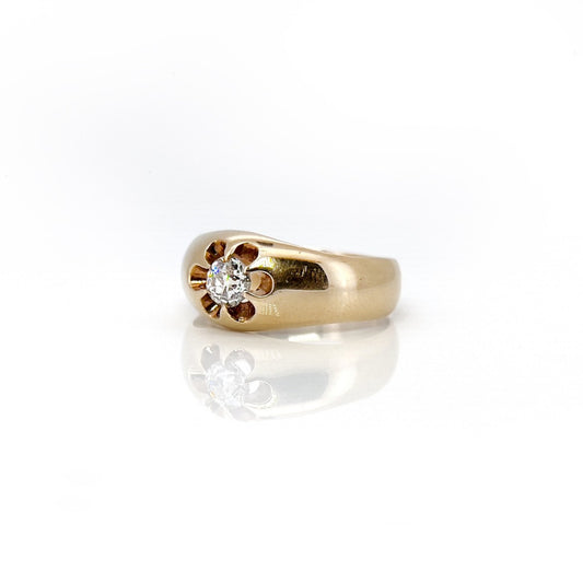 Russian Victorian 14KT Yellow Gold Diamond Ring side