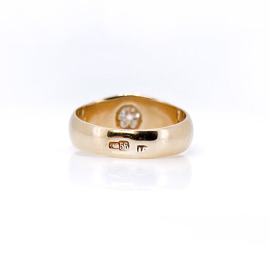Russian Victorian 14KT Yellow Gold Diamond Ring back