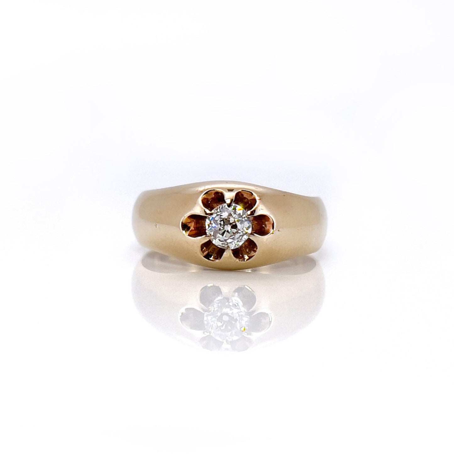 Russian Victorian 14KT Yellow Gold Diamond Ring front