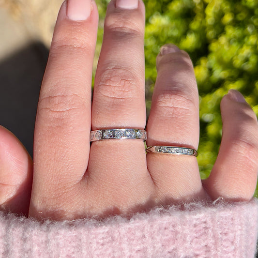 Art Deco Platinum Diamond Ring on finger