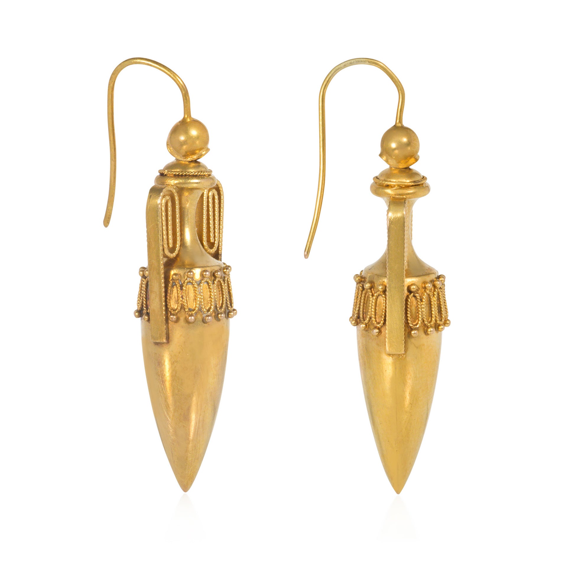 Antique 15KT Yellow Gold Urn Earrings side
