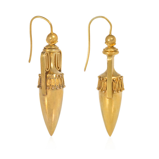 Antique 15KT Yellow Gold Urn Earrings side