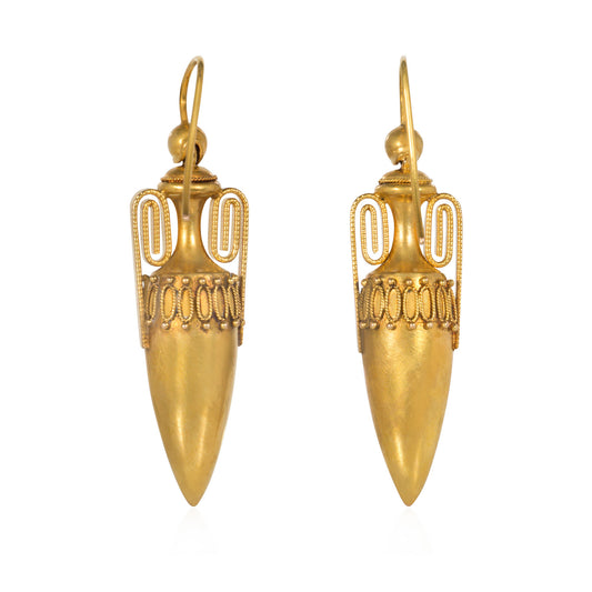 Antique 15KT Yellow Gold Urn Earrings back