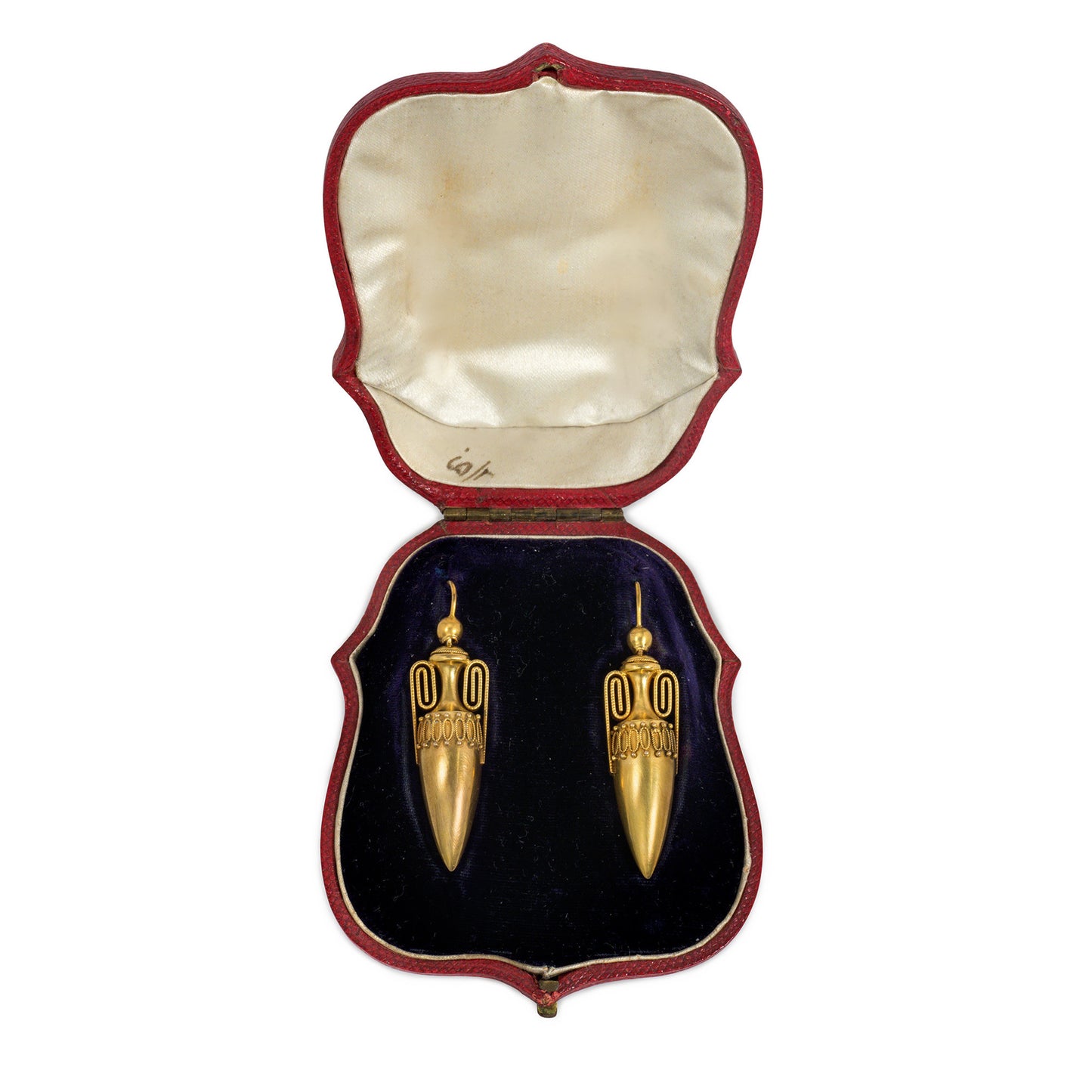 Antique 15KT Yellow Gold Urn Earrings in box