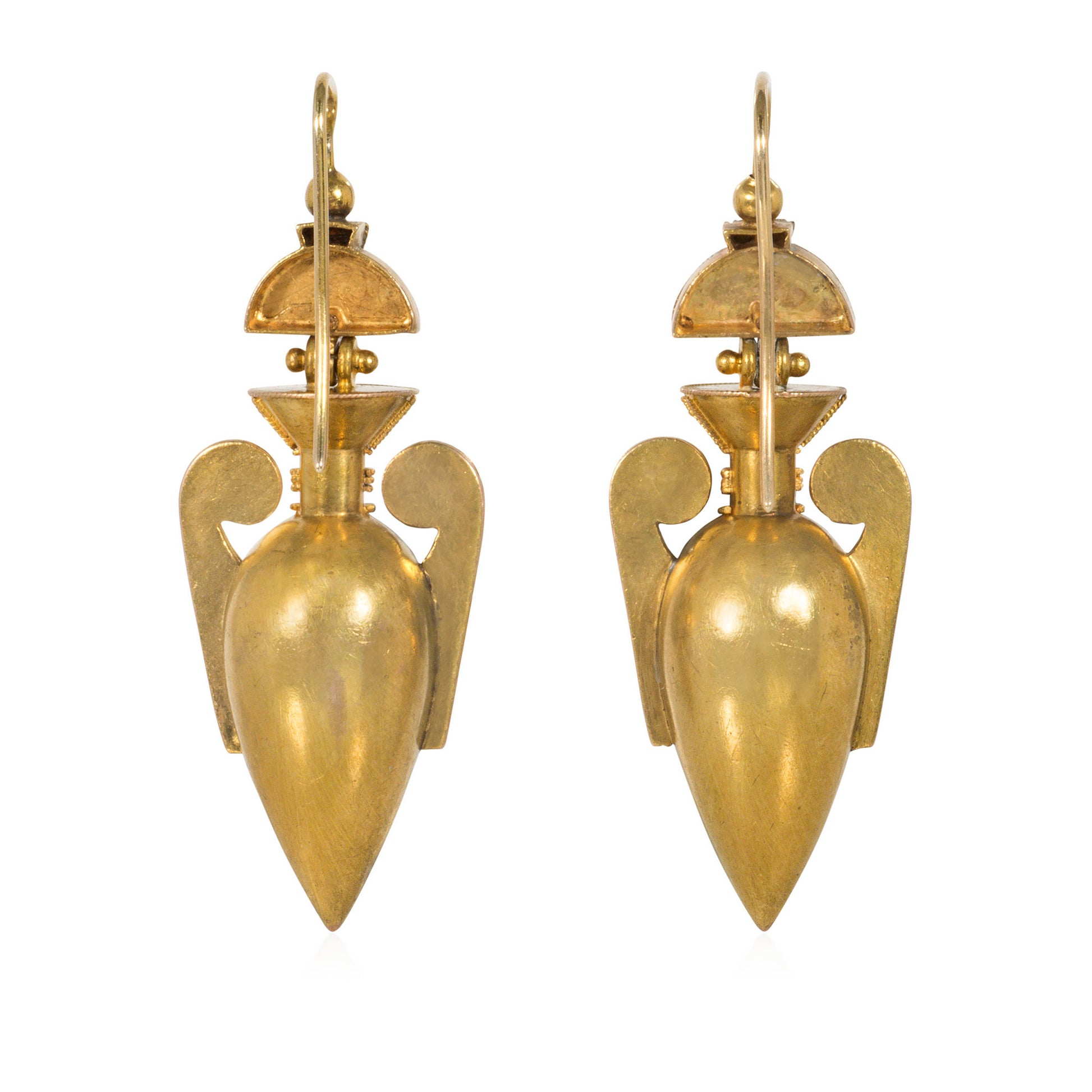 Antique 18KT Yellow Gold Urn Earrings back